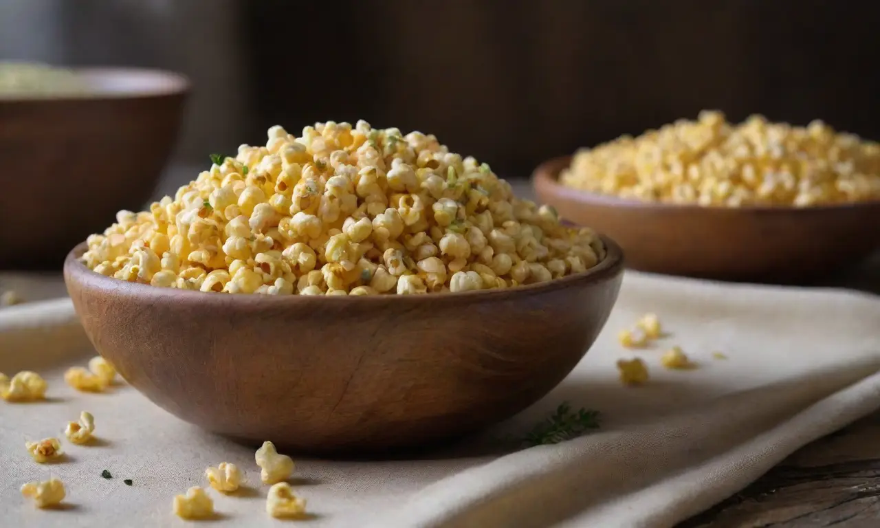 Palomitas doradas en un acogedor cuenco