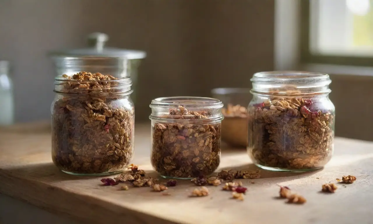 Desayuno acogedor con granola y yogurt