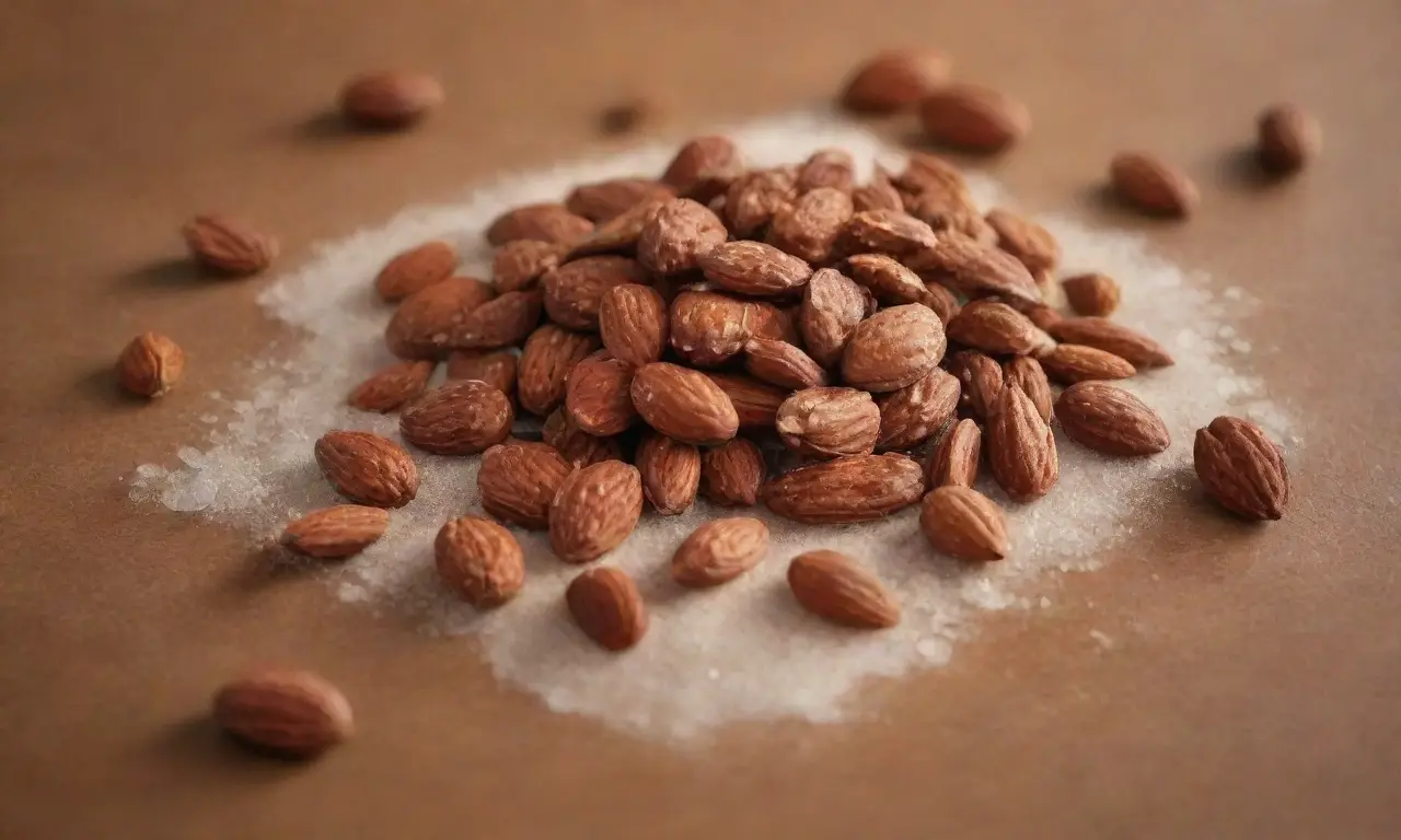 Tabla de madera con almendras y dátiles
