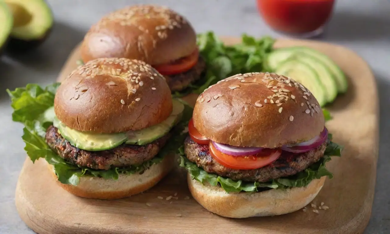 Deliciosa hamburguesa con ingredientes frescos y coloridos
