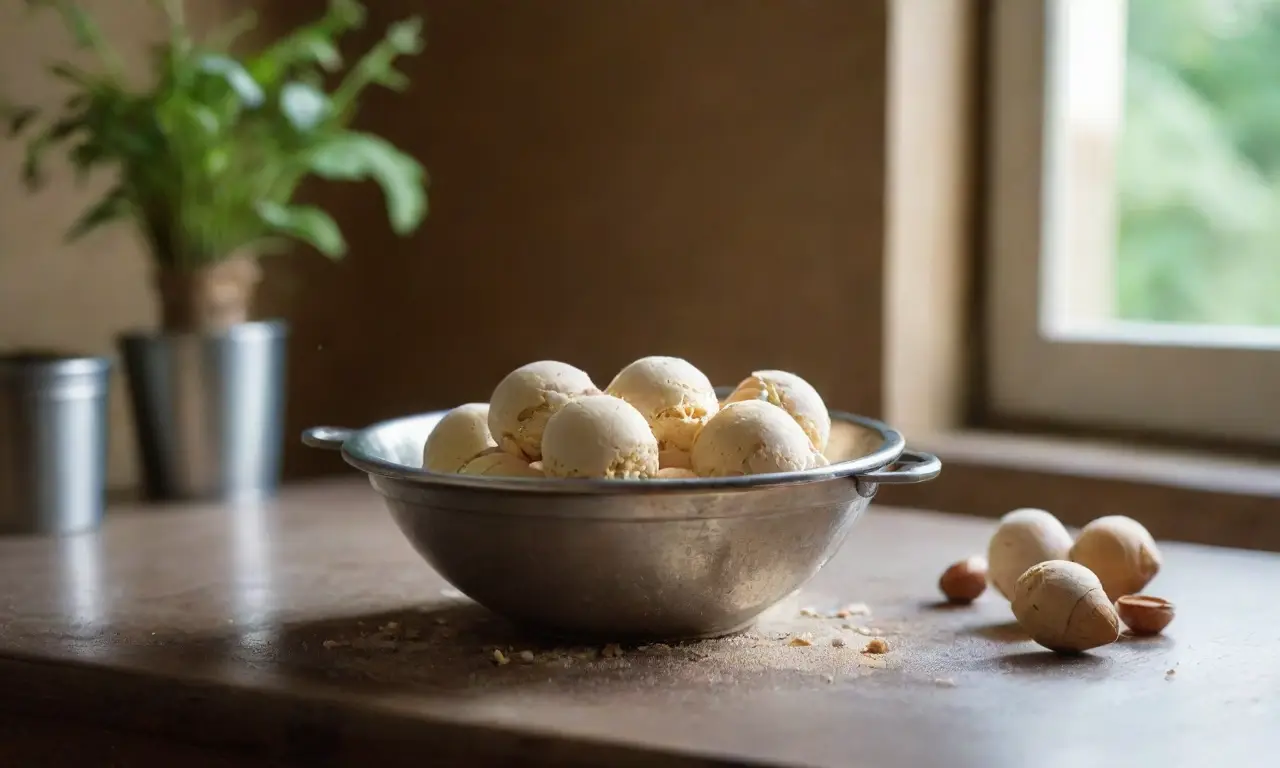 Cocina rústica con helado de avellana