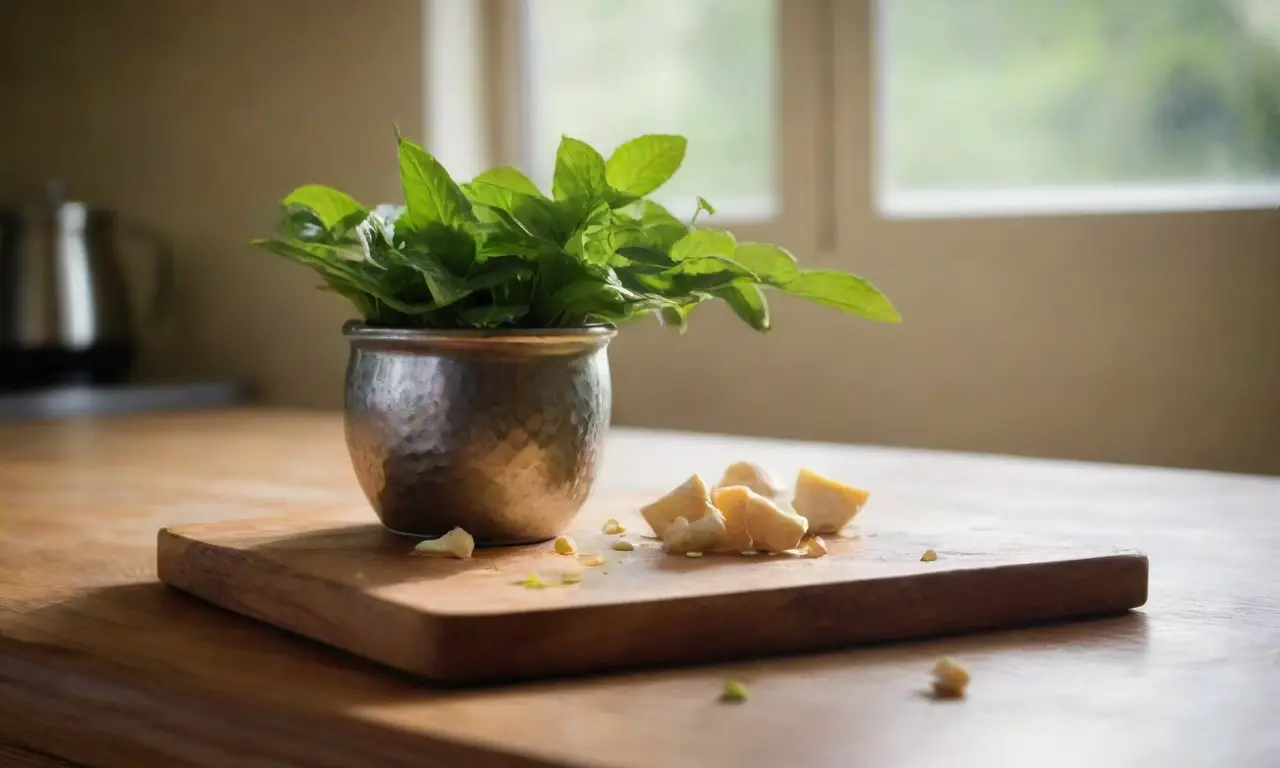 Encantadora cocina con jengibre y luz suave