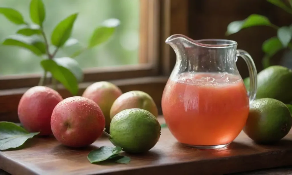 Guayaba fresca en cocina acogedora y luminosa
