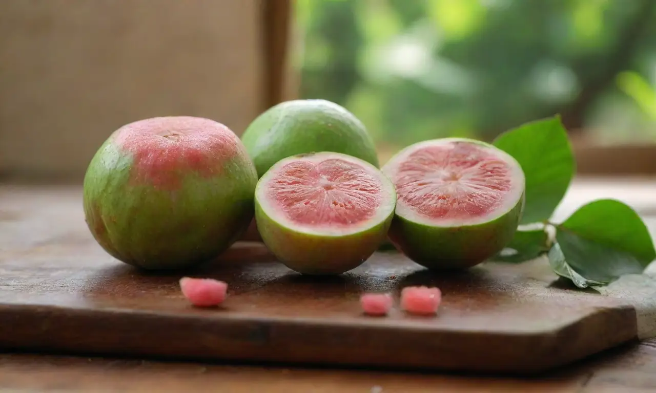 Guayabas frescas y jugo en ambiente acogedor