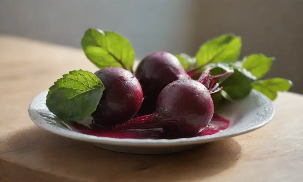 Remolacha fresca y jugo en ambiente rústico