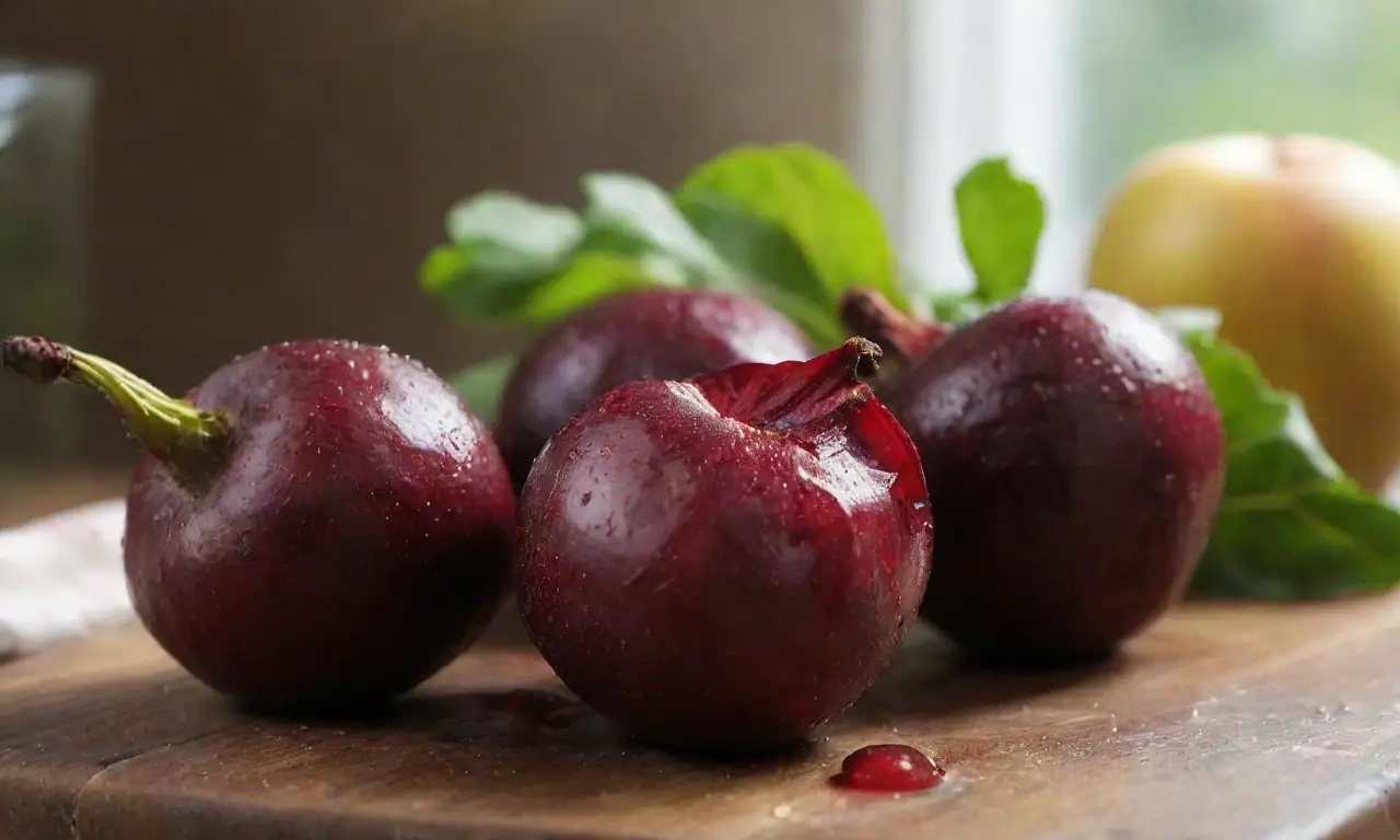 Remolacha roja fresca con jugo y manzanas