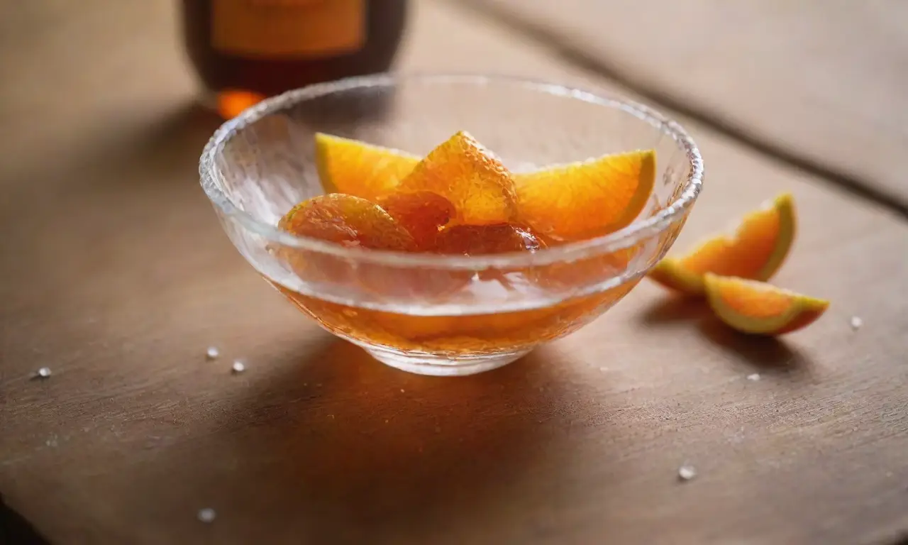 Mesa rústica con Cointreau y naranjas