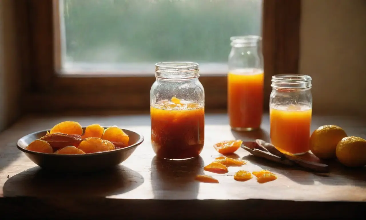 Mesa rústica con ingredientes y luz cálida