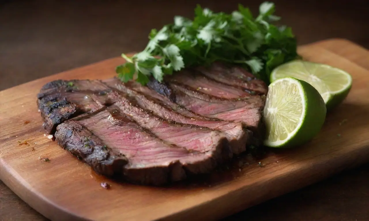 Plato atractivo de arrachera maridada y fresca