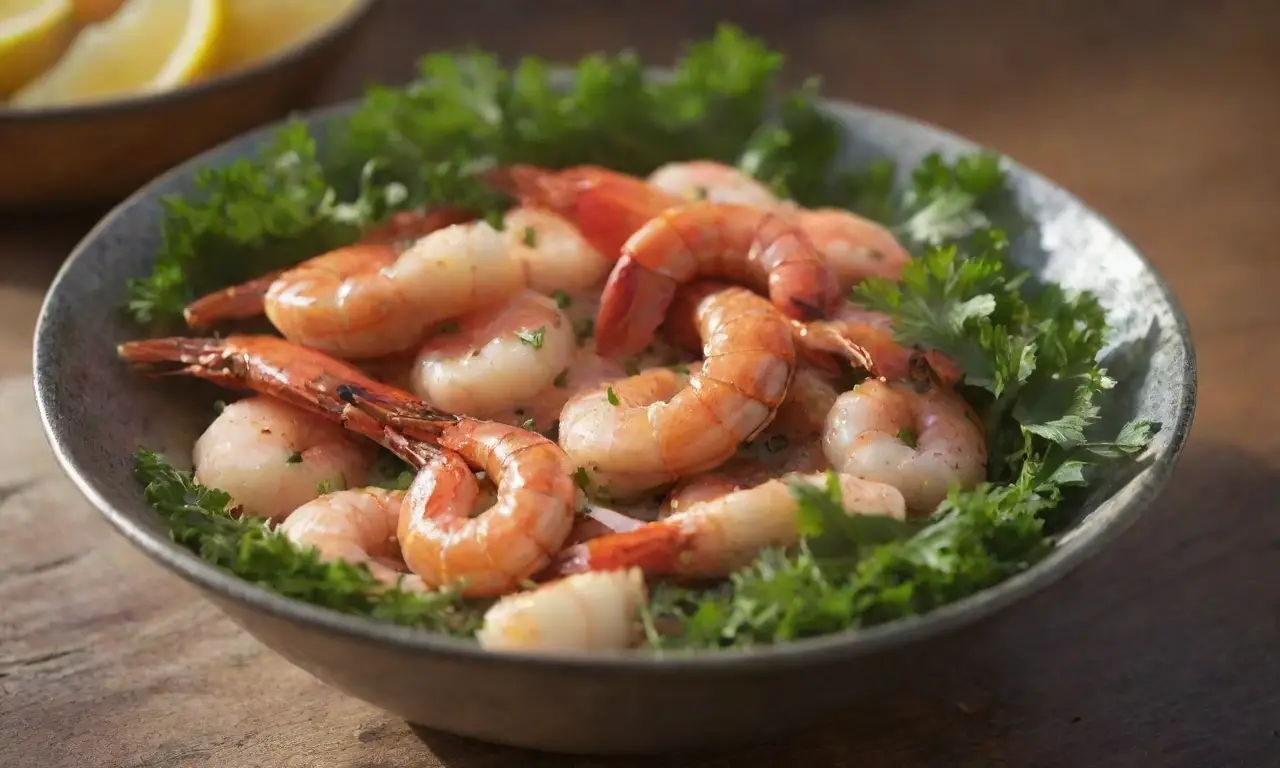 Mesa rústica con mariscos frescos y apetitosos