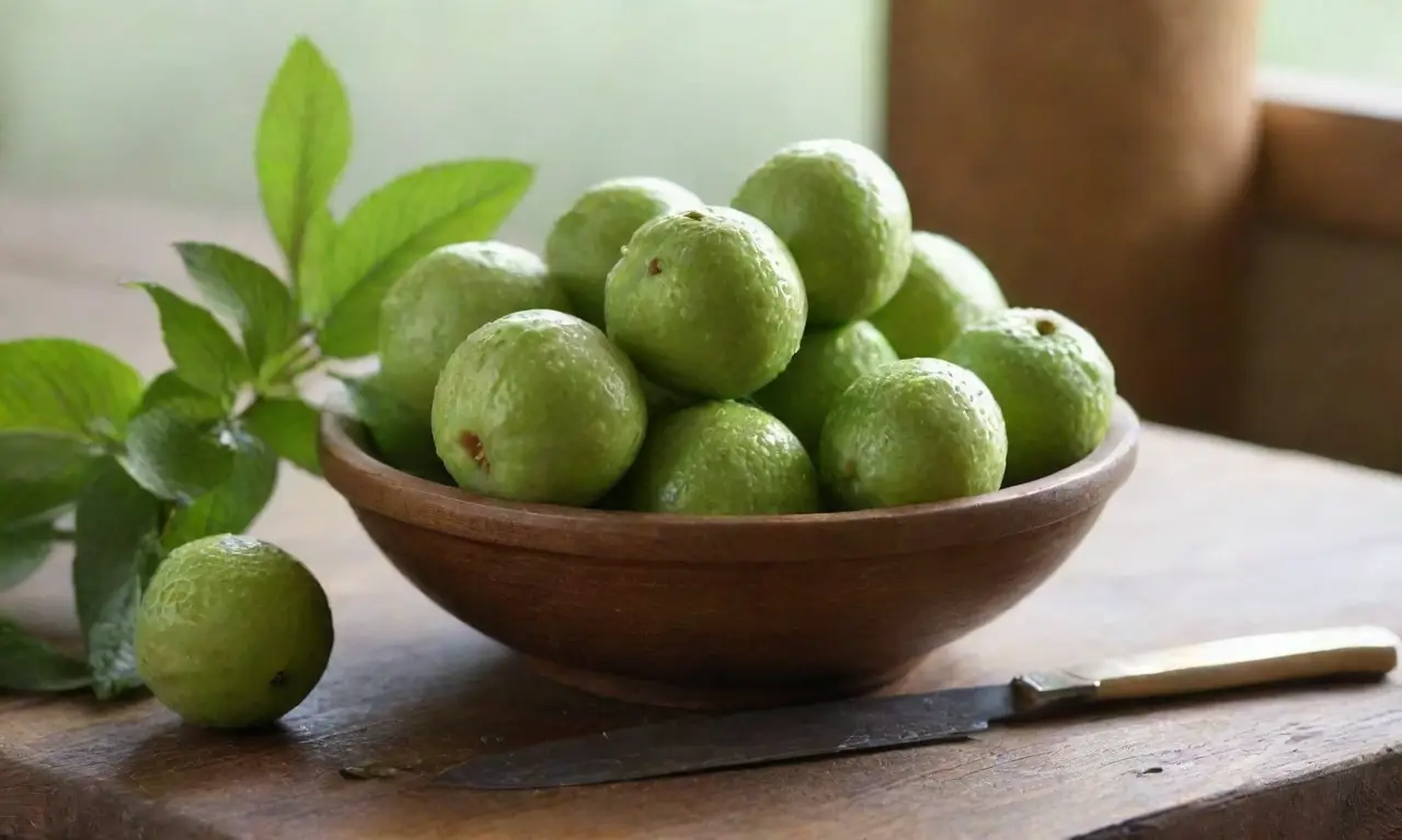 Guayabas frescas en una cocina acogedora