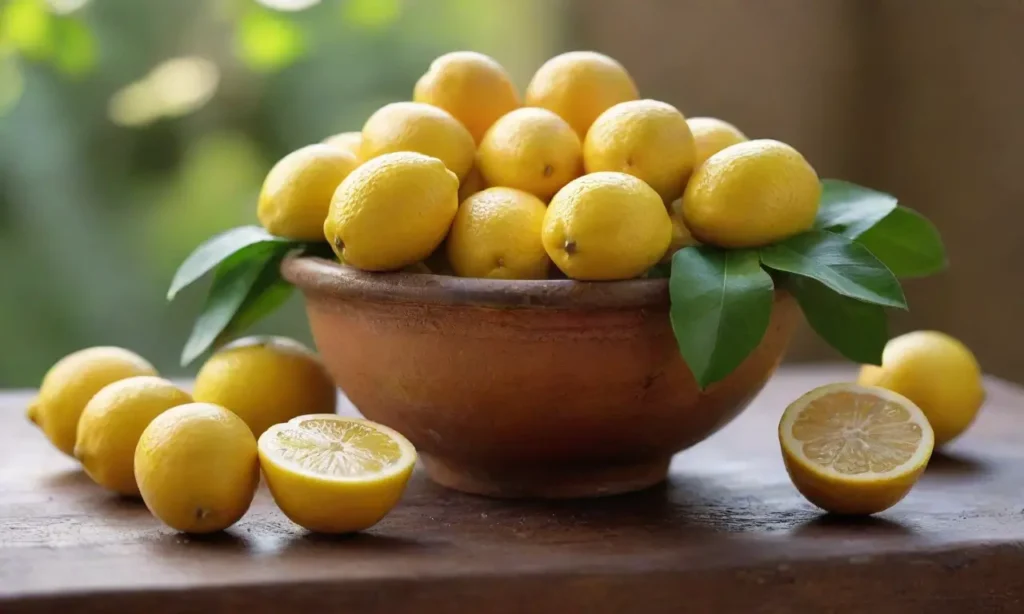 Limoneros brillantes en un cálido entorno