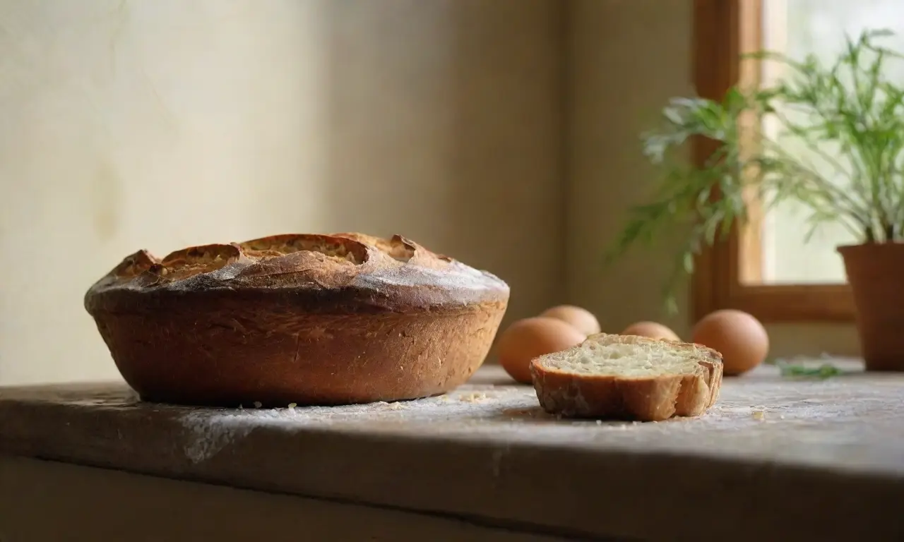Cálida cocina rústica con pan rompope