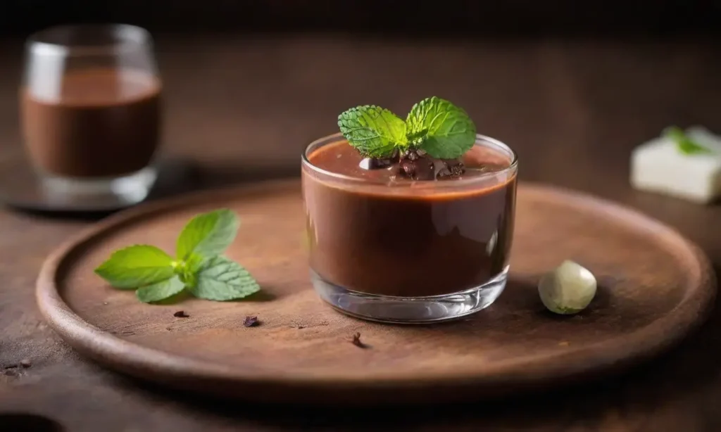 Panna cotta de chocolate con presentación atractiva