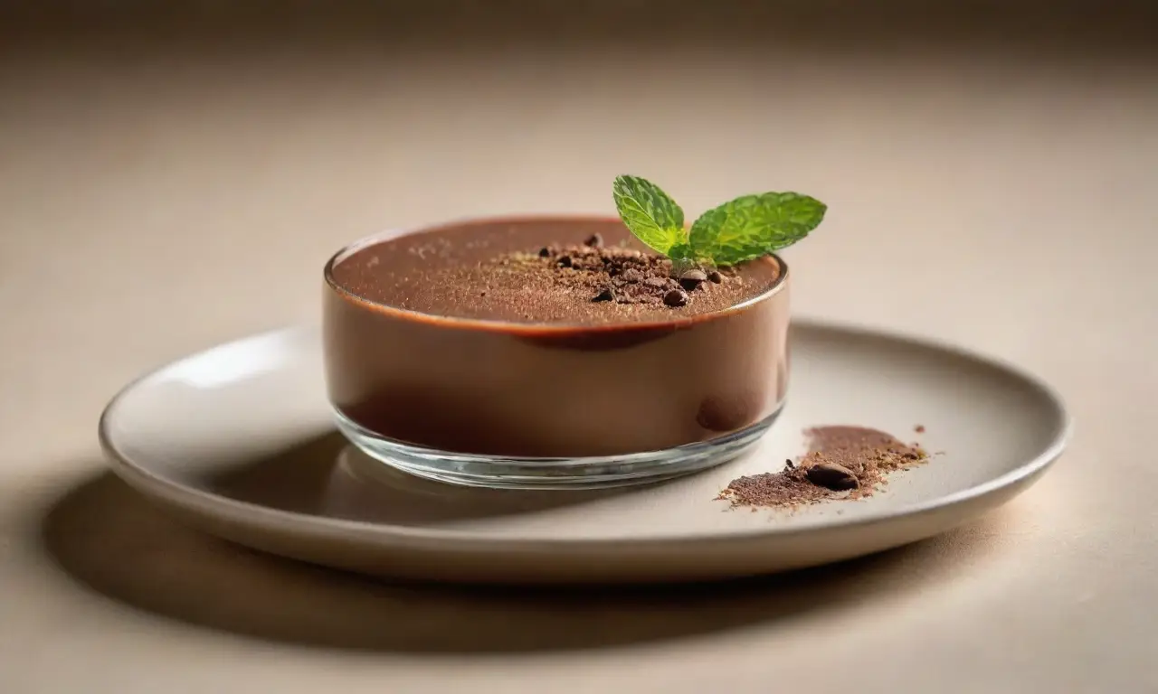 Panna cotta de chocolate elegante y acogedora