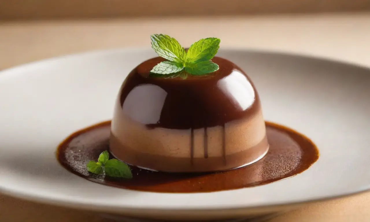 Panna cotta de chocolate con decoración elegante