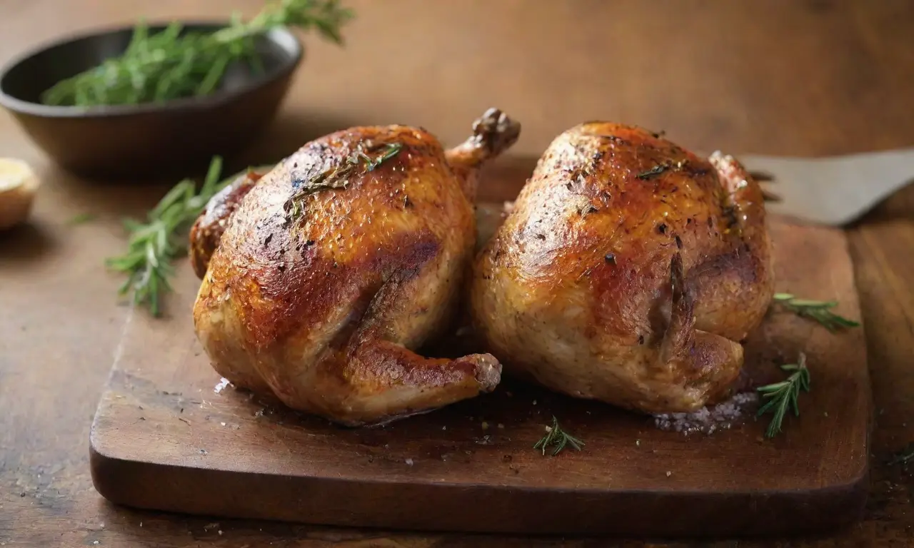 Muslo de pollo dorado y apetitoso