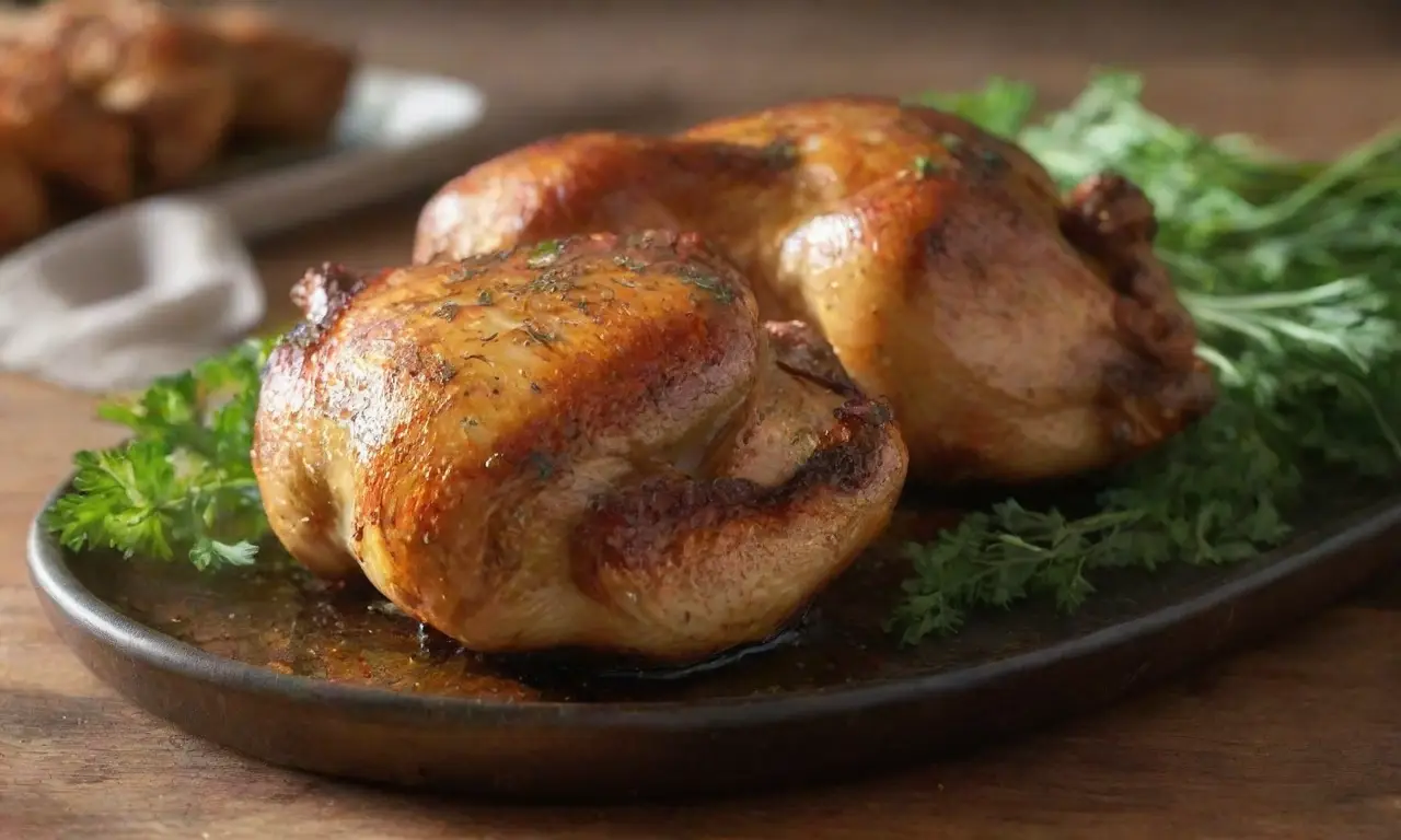 Muslo de pollo dorado y apetitoso