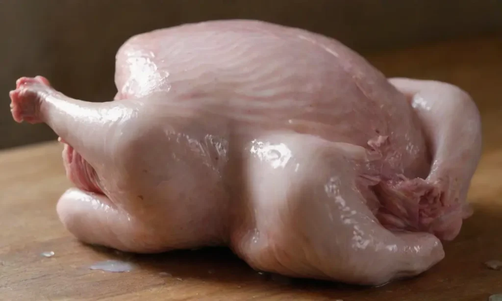 Pollo crudo sobre tabla de madera