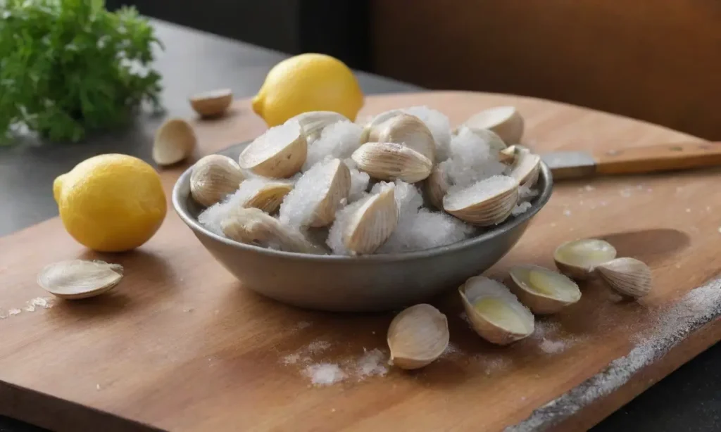 Cocina acogedora lista para cocinar mariscos