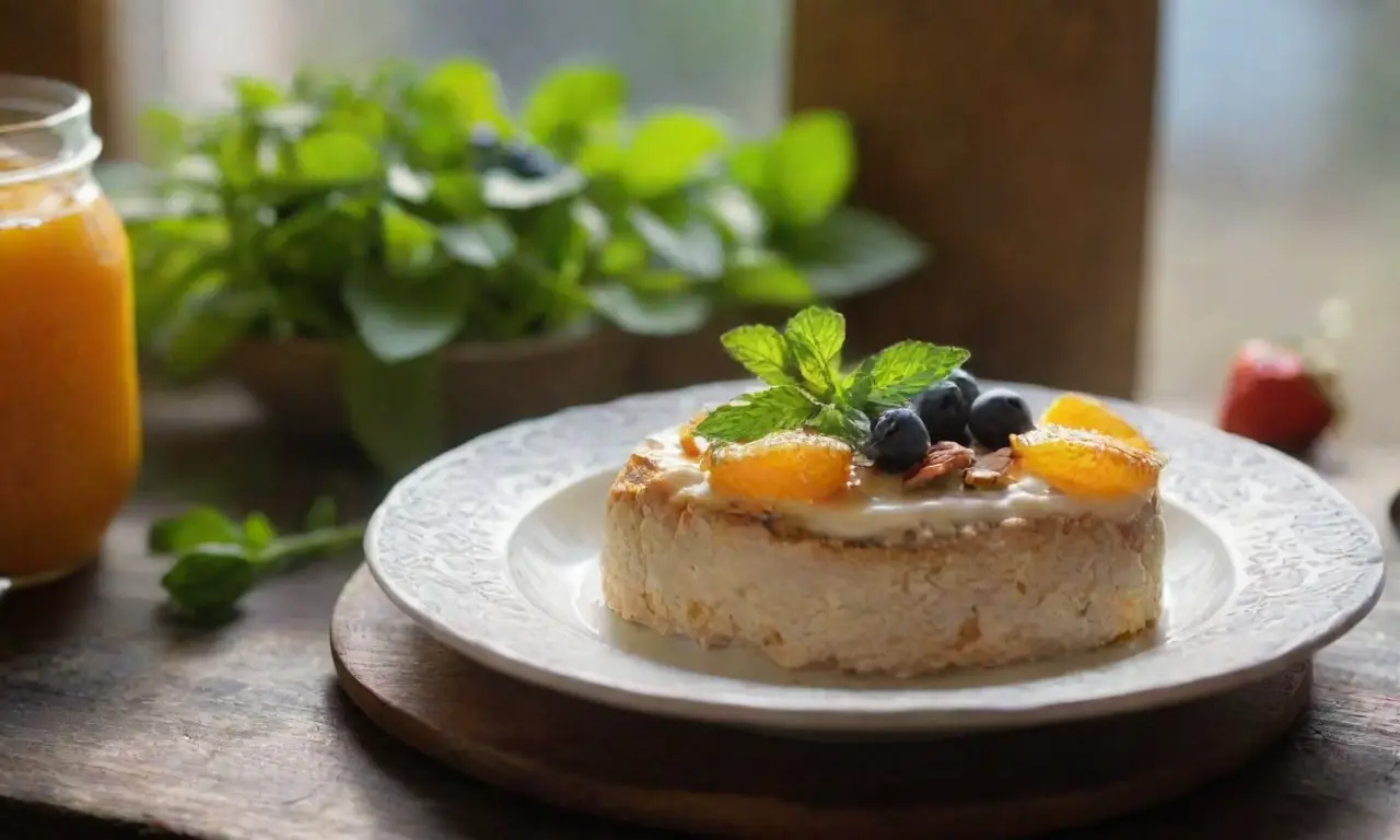 Mesa rústica con desayuno acogedor y colorido