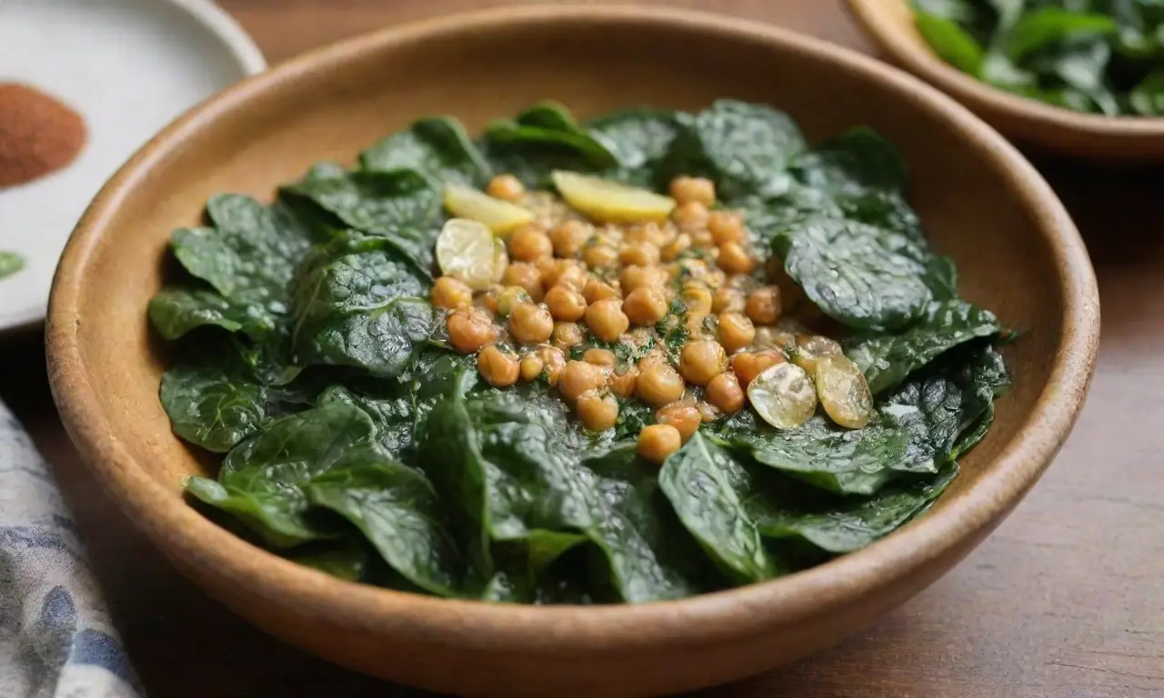 Ensalada vibrante de espinacas y garbanzos