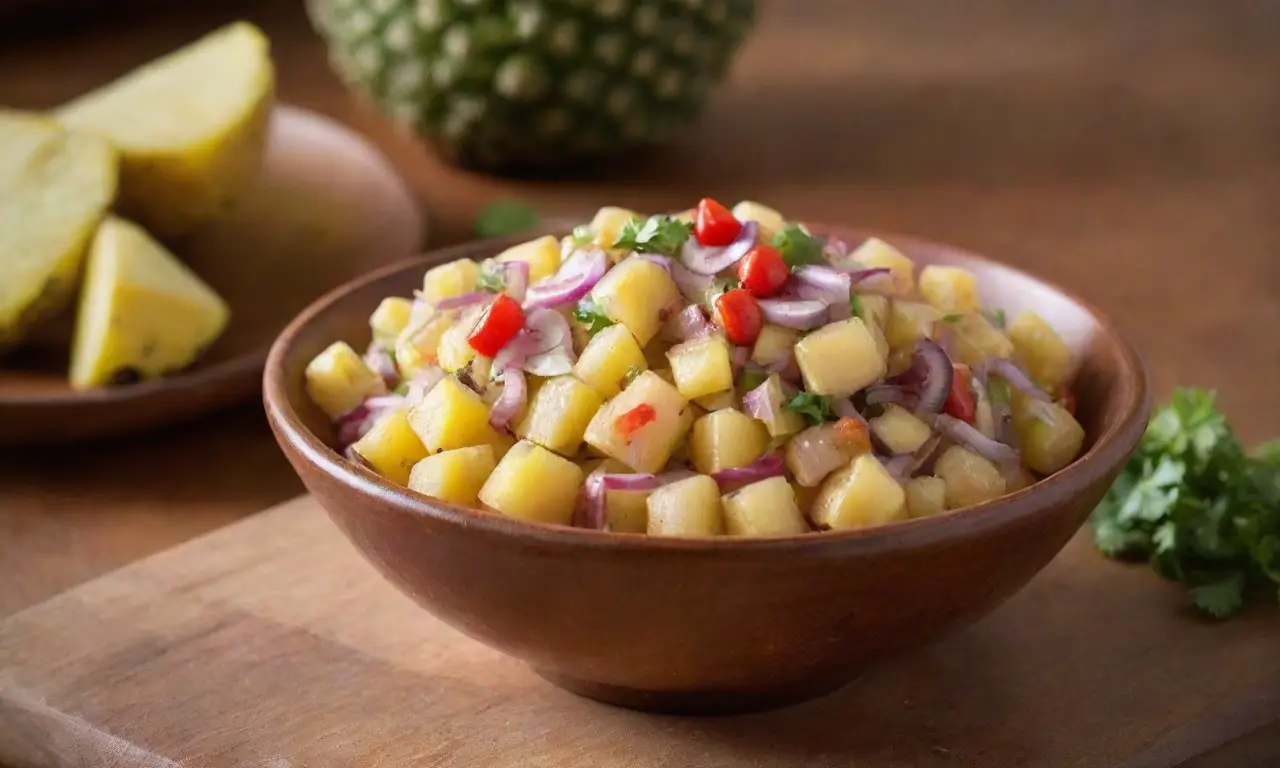 Salsa de piña fresca y colorida