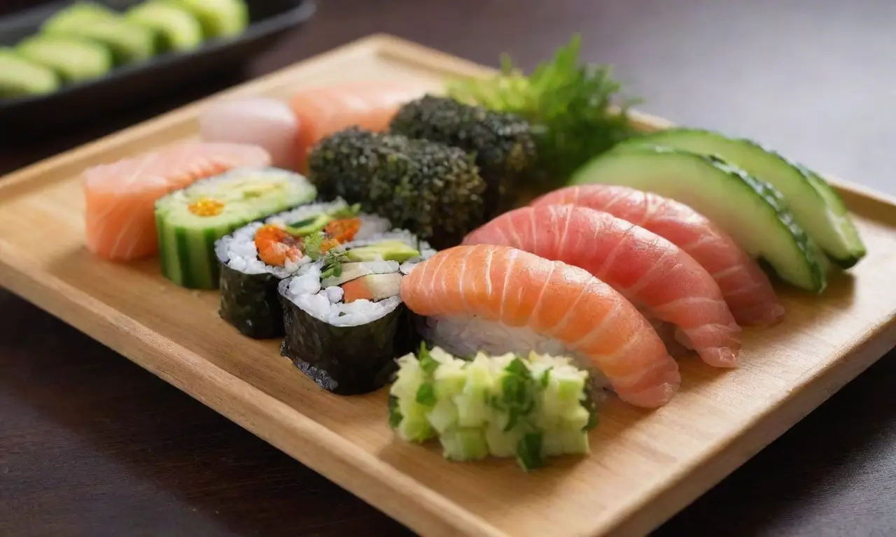 Plato de sushi fresco y visualmente atractivo