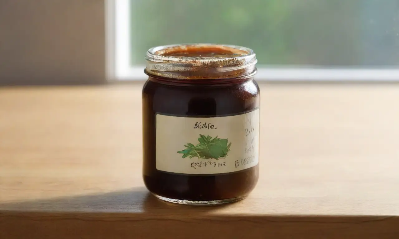 Tarro de salsa tonkatsu en cocina acogedora