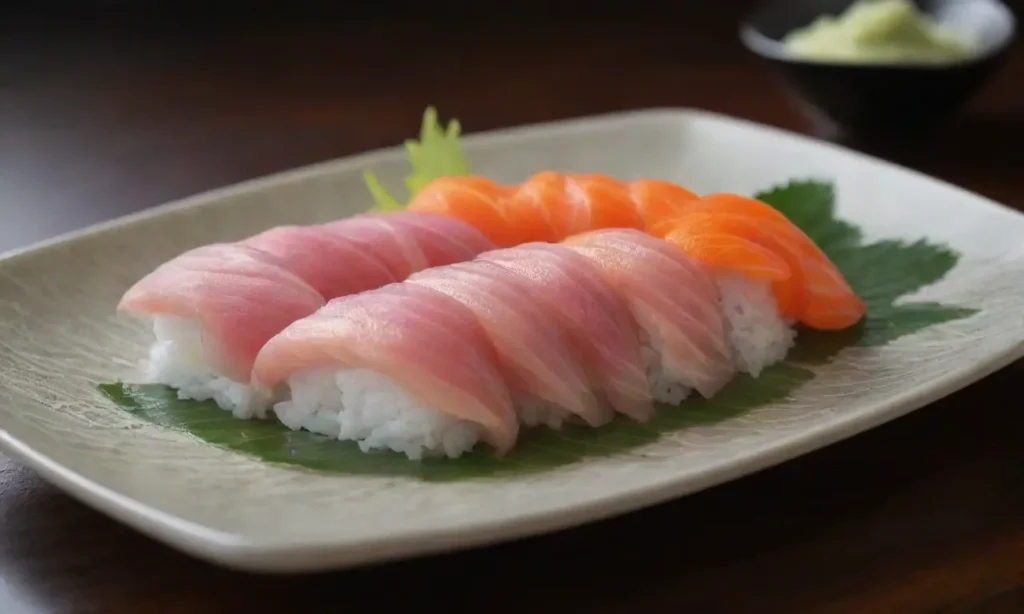 Plato de sushi colorido y apetitoso