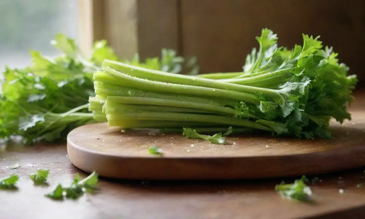 Celery, jugo verde y manzanas frescas